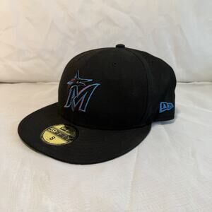 New Era 59FIFTY MLB Miami Marlins On Field Black Fitted Hat Cap Mens Size 8